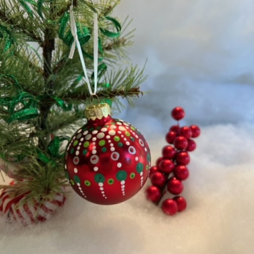 Unique Hand Painted & Sealed Christmas Ornament, glass SET of 2 - Picture 2 of 3